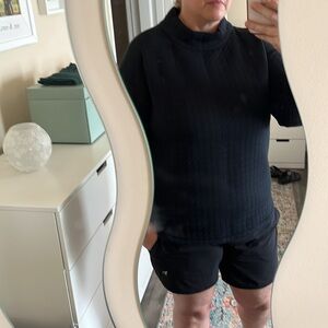 T by Talbots Black Quilted Pullover Sweater